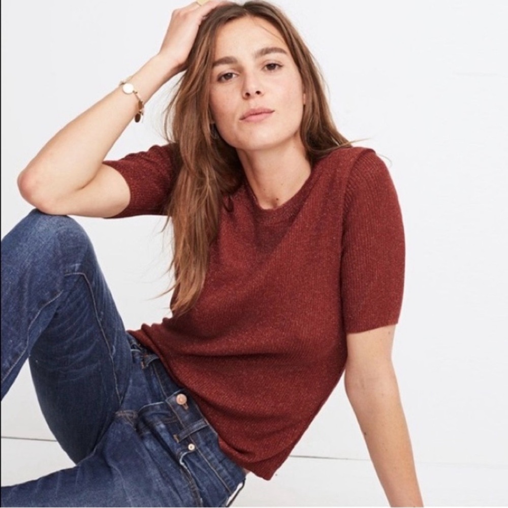 Madewell Rust Sparkle/Glitter Sweater Medium EUC